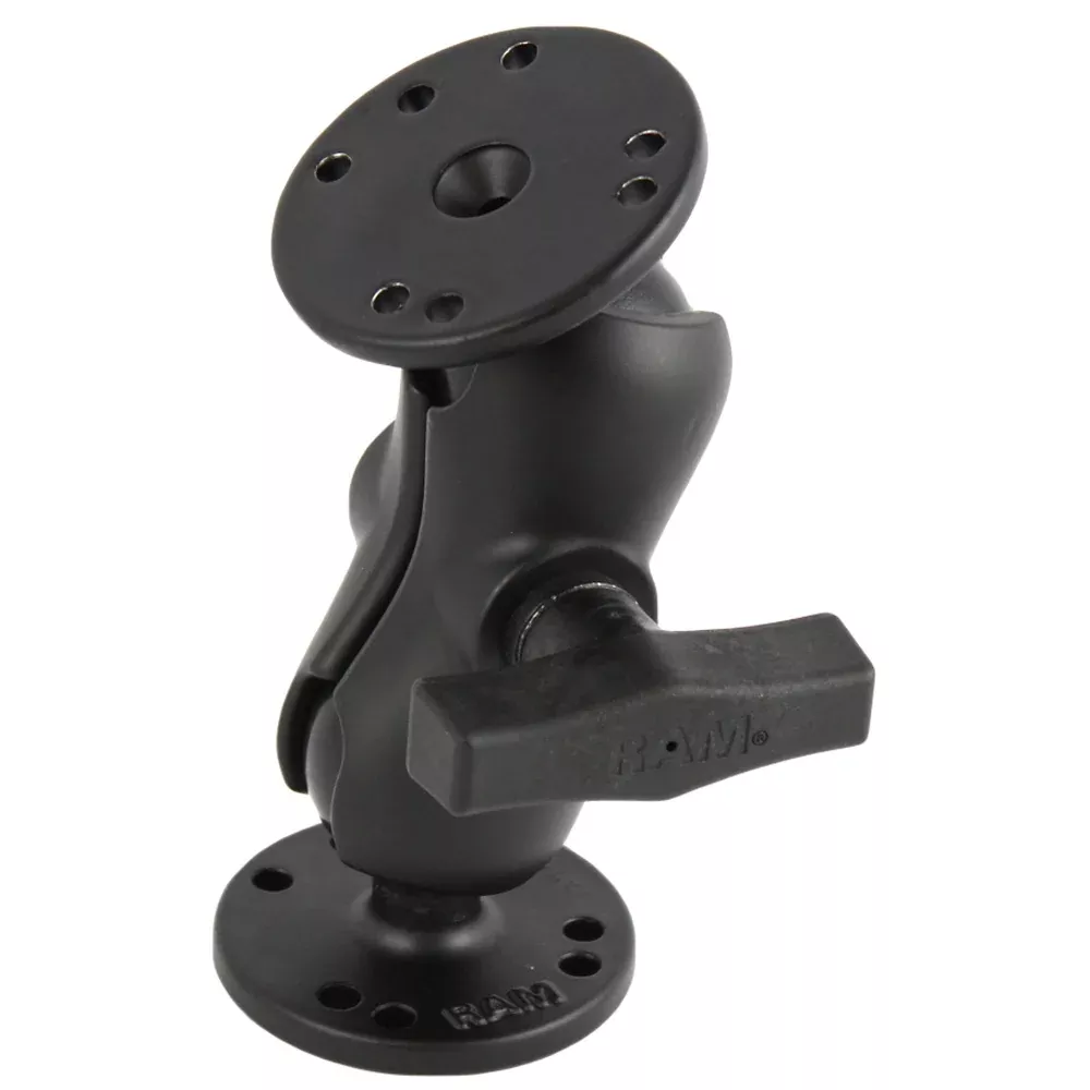 RAM Mount 1.5″ Ball Mount w/Short Double Socket Arm & 2/2.5″ Round Bases [RAM-101U-B]