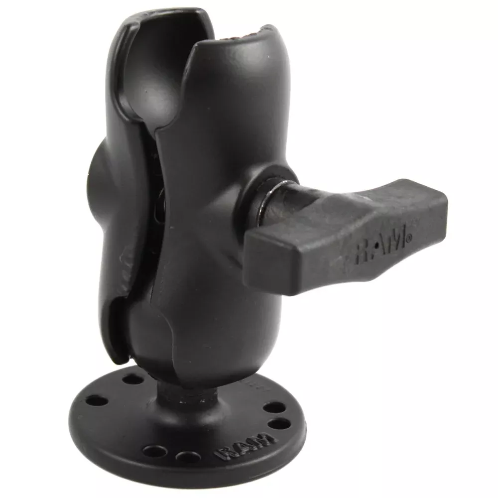 RAM Mount 1.5″ Ball Short Arm w/2.5″ Round Base [RAM-103U-B]