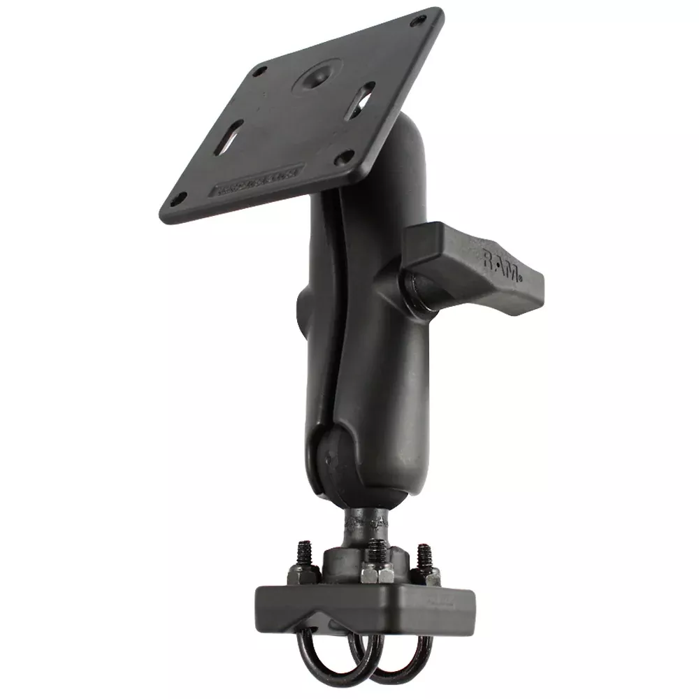RAM Mount 1.5″ Rail Mount w/Double U-Bolt Bases & 3.625″ Square Base [RAM-334-1U]