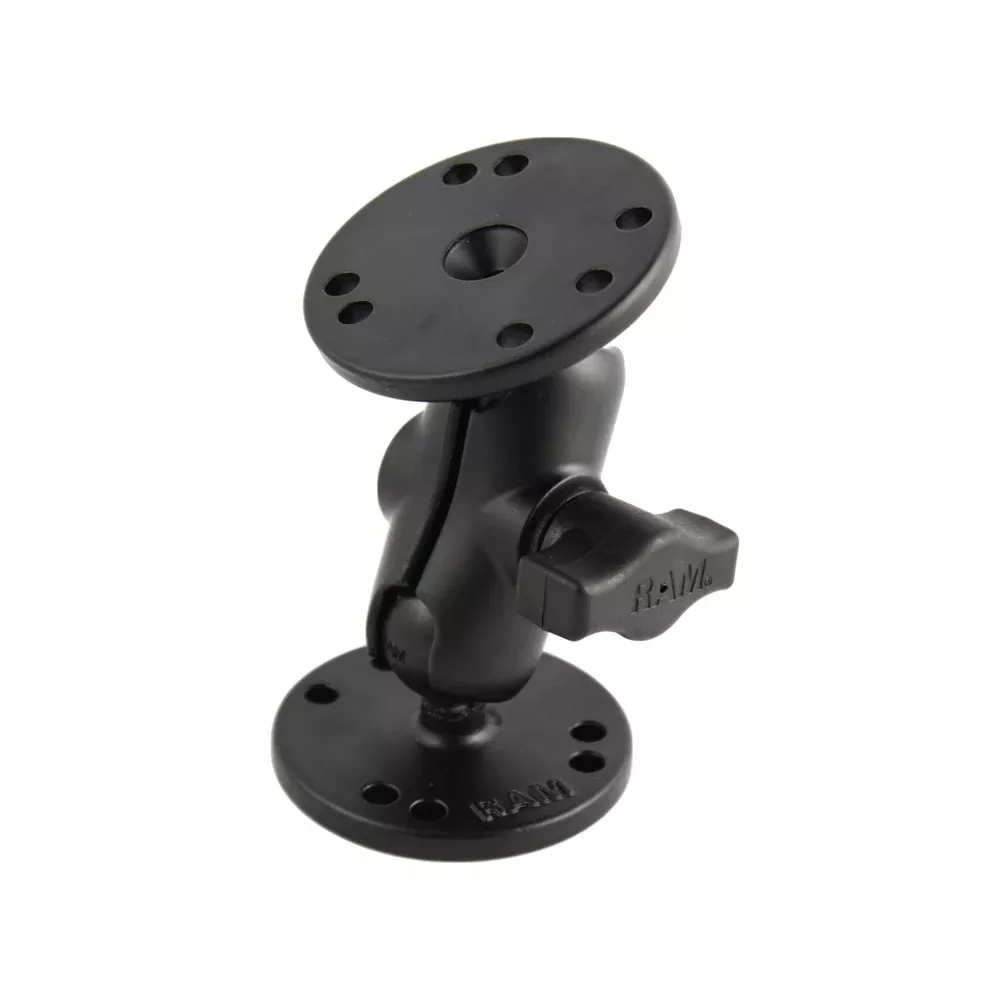 RAM Mount 1″ Ball Double Socket Short Arm w/ 2 2.5″ Round Bases [RAM-B-101-A]
