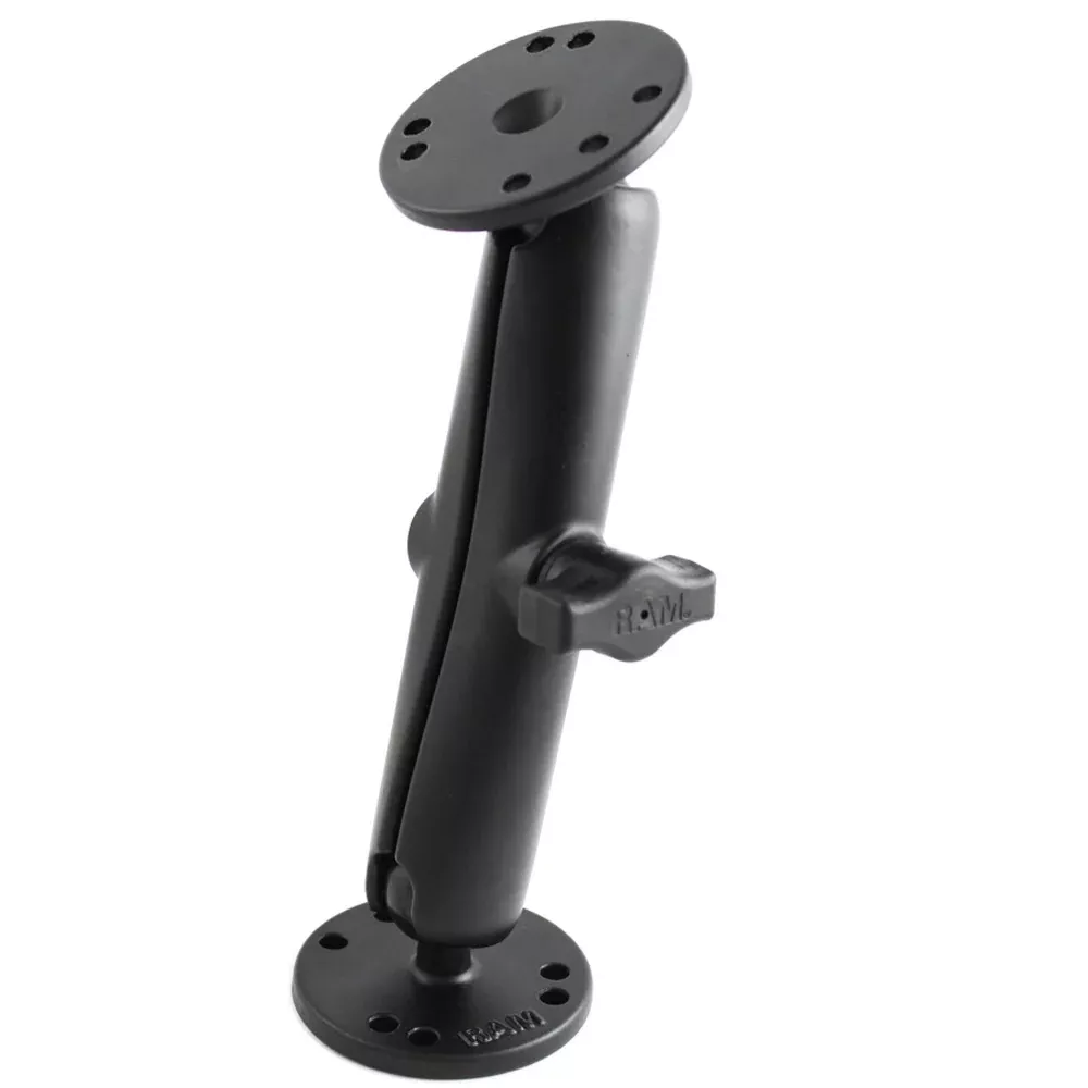 RAM Mount 1″ Diameter Ball Mount w/Long Double Socket Arm & 2/2.5″ Round Bases – AMPS Hole Pattern (7-5/16″ Length) [RAM-B-101U-C]
