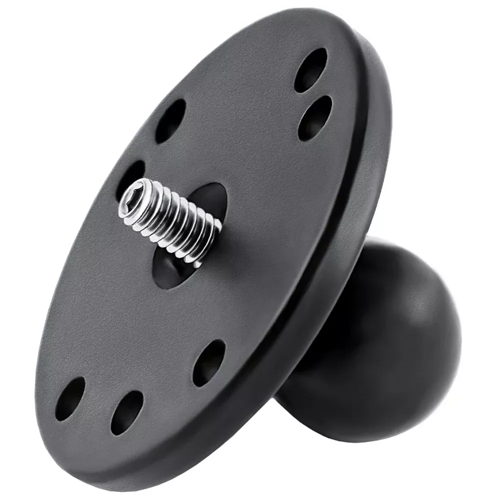 RAM Mount 2.5″ Round Base w/1″ Ball and 1/4″-20 Threaded Male Post [RAM-B-202AU]