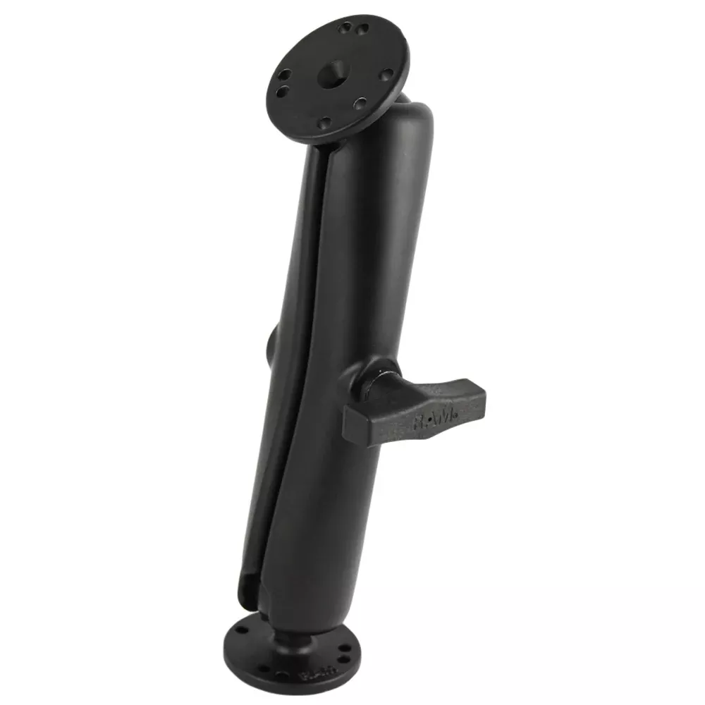 RAM Mount Ball Mount w/Long Double Socket Arm & 2-2.5″ Round Bases w/AMPs Pattern [RAM-101U-D]