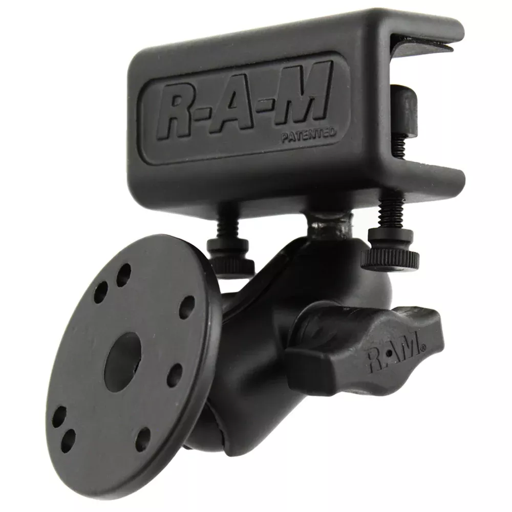 RAM Mount Glare Shield Clamp Mount w/Short Double Socket Arm & Round Base Adapter w/AMPs Hole Pattern [RAM-B-177-202U]