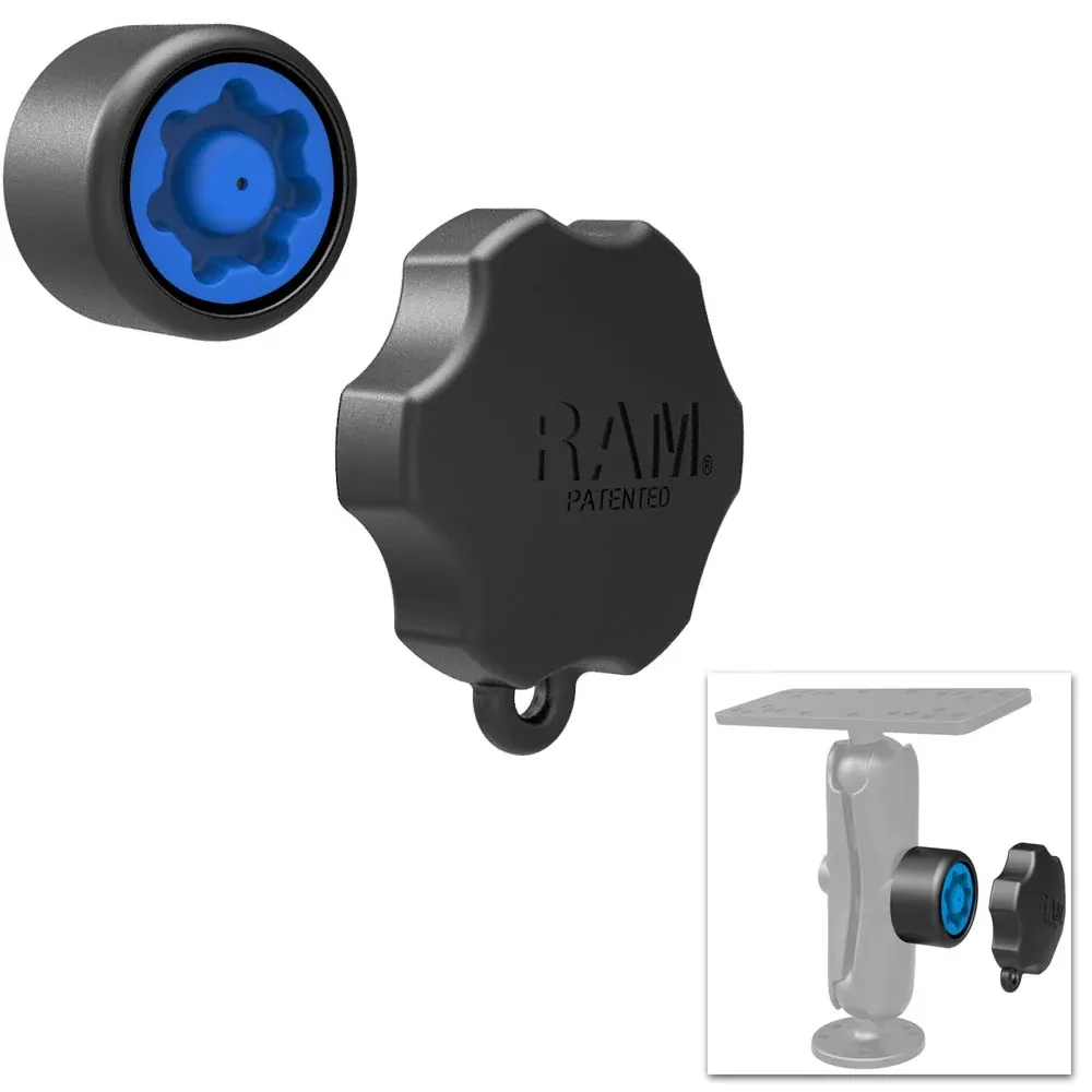 RAM Mount Mixed Combination Pin-Lock Security Knob & Key Knob f/1.5″ Diameter C Size Arms [RAP-S-KNOB5U]