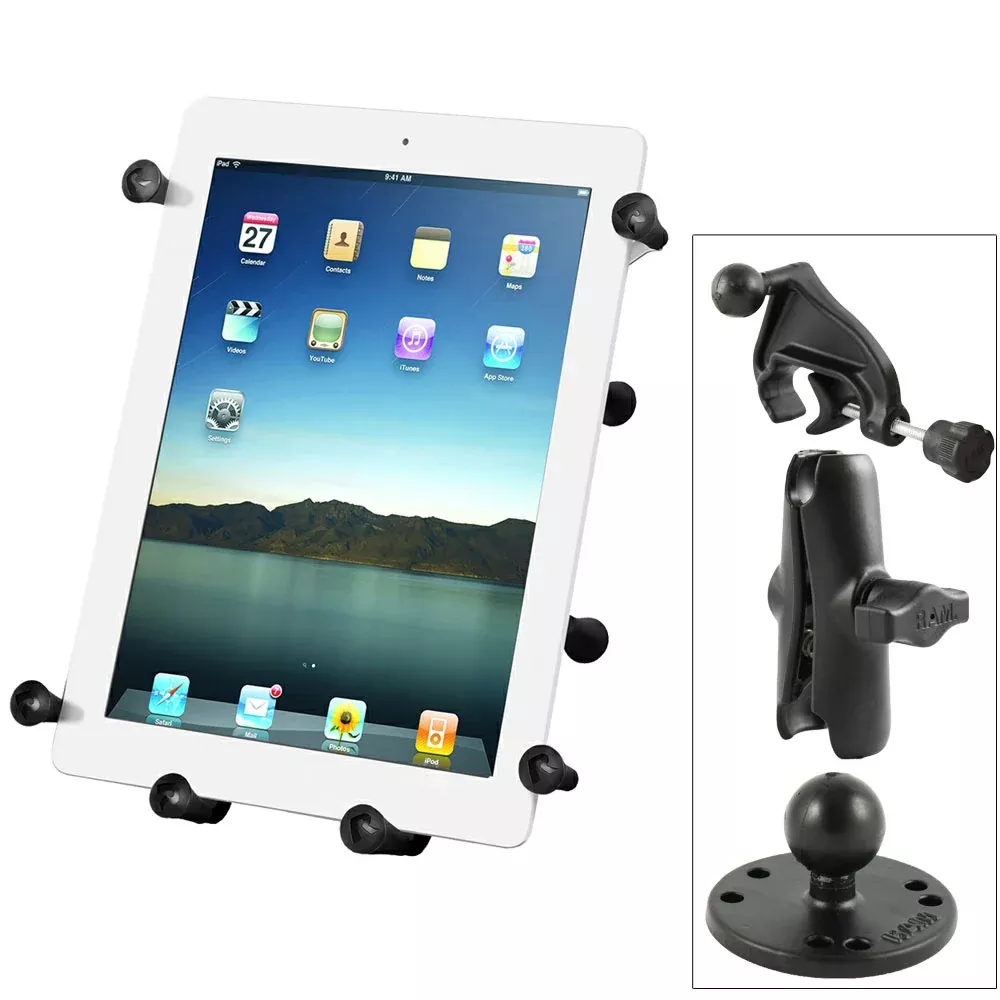RAM Mount Universal X-Grip III Large Tablet Holder – Fits New iPad – Includes Yoke Mount [RAM-B-121-UN9U]