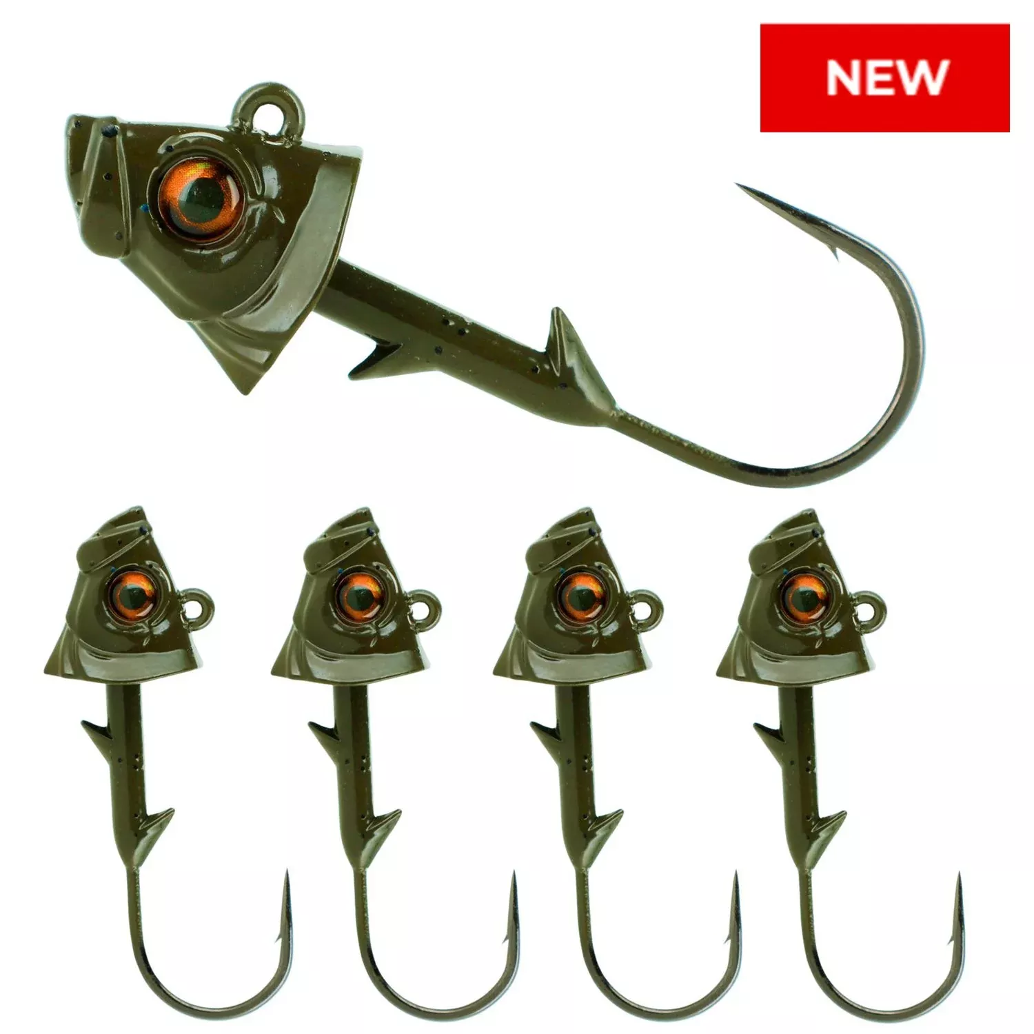 Reaction Tackle Lead Fish Head Jigs – 5-PACK – New