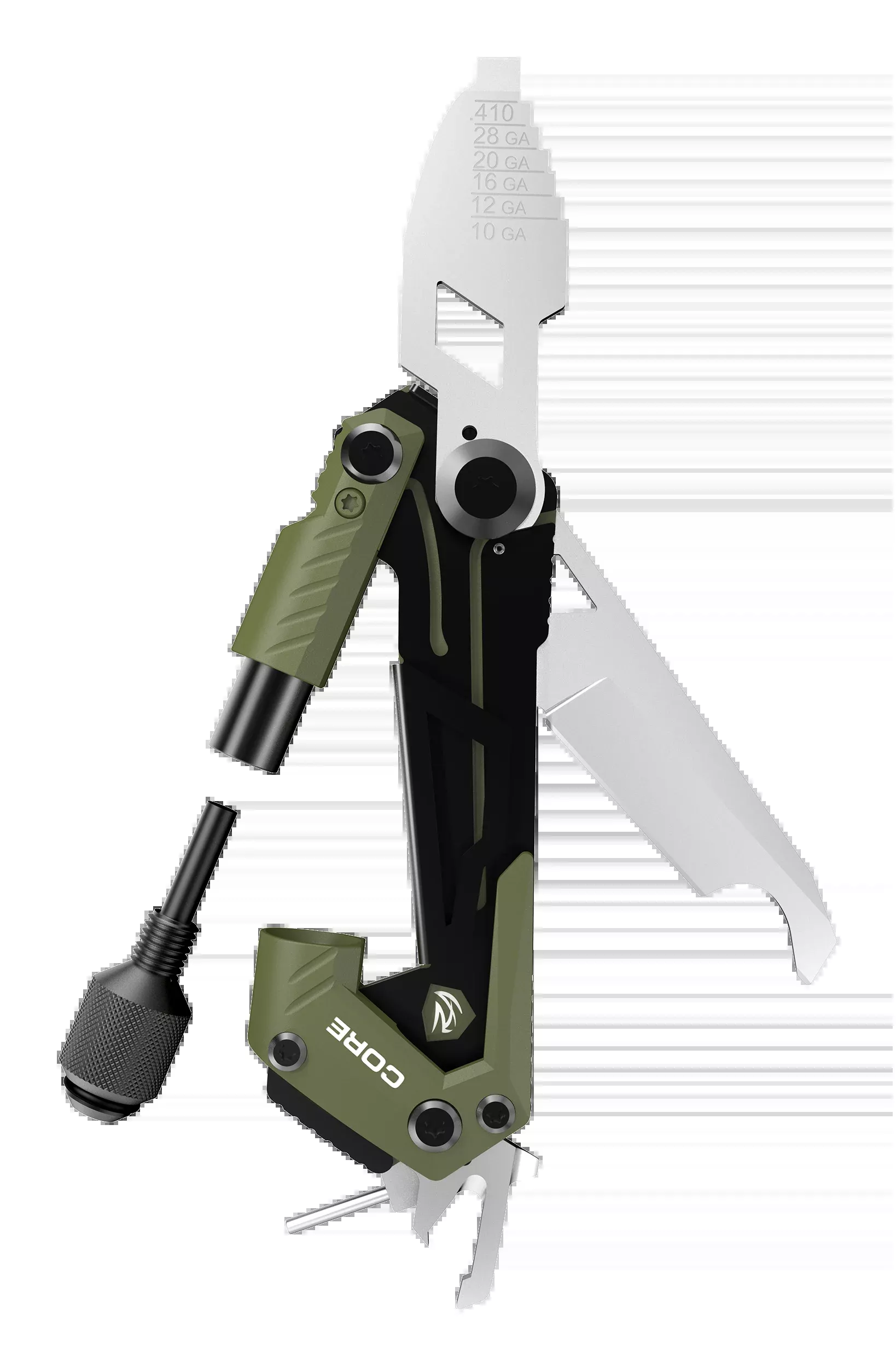 Real Avid CORE Gun Tool for Shotguns, Olive/Black, Stainless Folding Multi-Tool AVGTCORSG