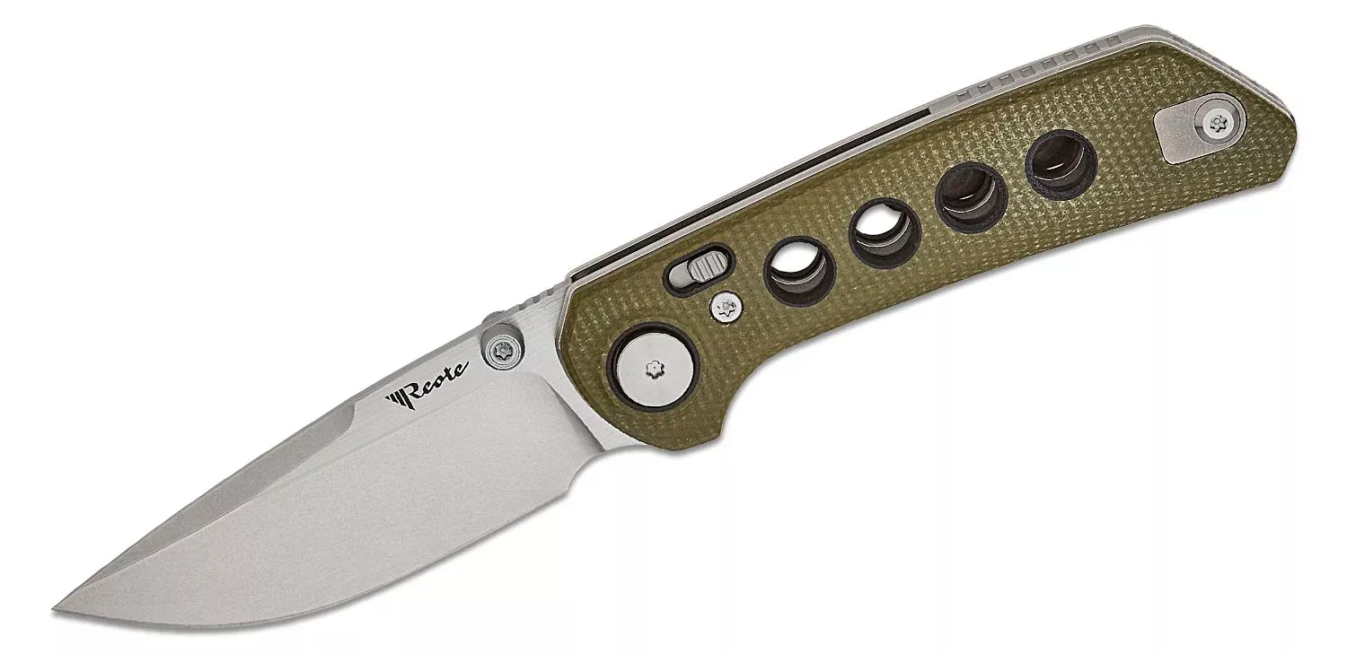 Reate PL-XT Green Micarta Black G10 Stonewashed Folding Knife