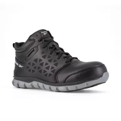 Reebok RB4144 Men's Sublite Cushion Work Athletic Waterproof Mid-Cut Shoes, Black