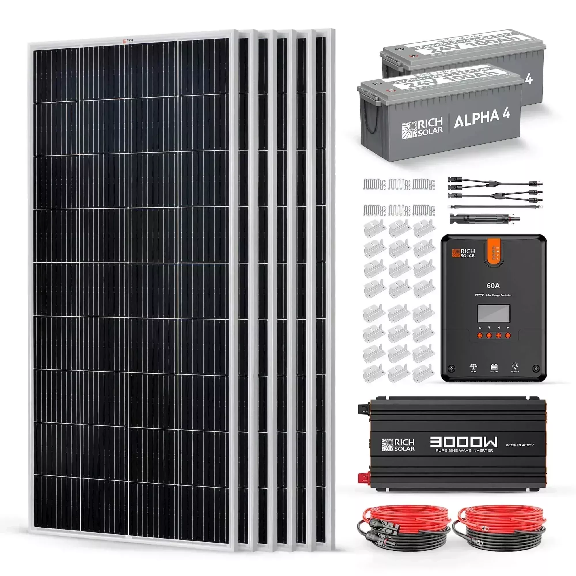 Rich Solar 6 Panel Complete Solar Kit – 1200 Watt 24V