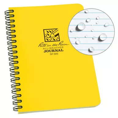 Rite in the Rain 393 All-Weather Side-Spiral Notebook (4.875'' x 7'') Journal Pattern, Yellow
