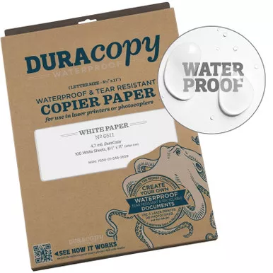 Rite in the Rain 6511 Duracopy Waterproof Printer Paper (8.5" x 11"), 100 Sheets, White