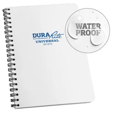 Rite in the Rain 673 Durarite Waterproof Side Spiral Notebook (4.625" x 7"), White