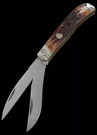 Rough Ryder Jumbo Trapper Brown Stag Bone Folding Knife