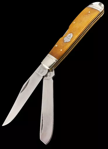 Rough Ryder Smooth Tobacco Bone Lockback Trapper
