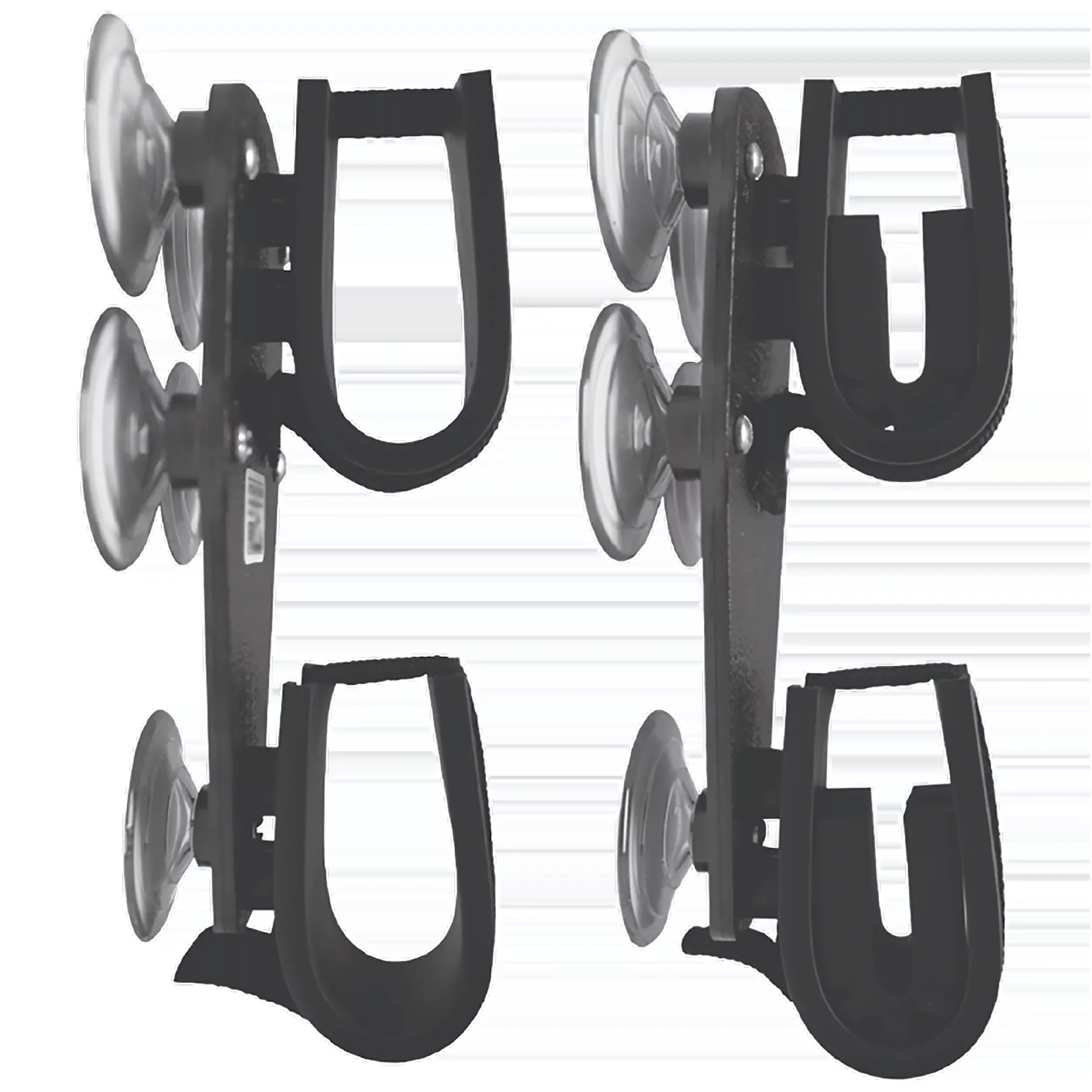 Rugged Gear Suction Cup Gun Rack, Double Hook, Black Metal, Universal Fit – 10020