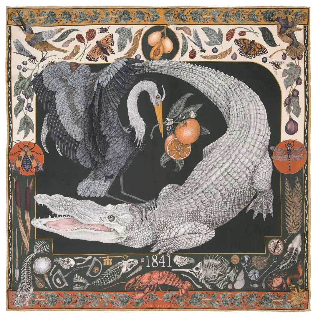 Sabina Savage Alligator's Empire Silk 35" Scarf