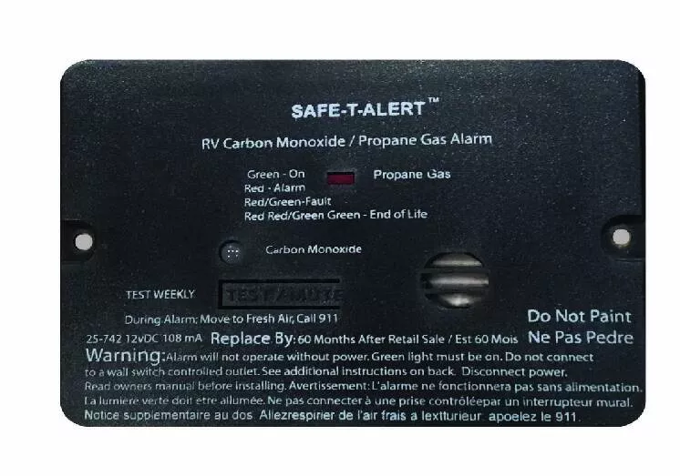 Safe-T-Alert Carbon Monoxide/Propane Leak Detector, Flush Mount, Black• 25-742BL