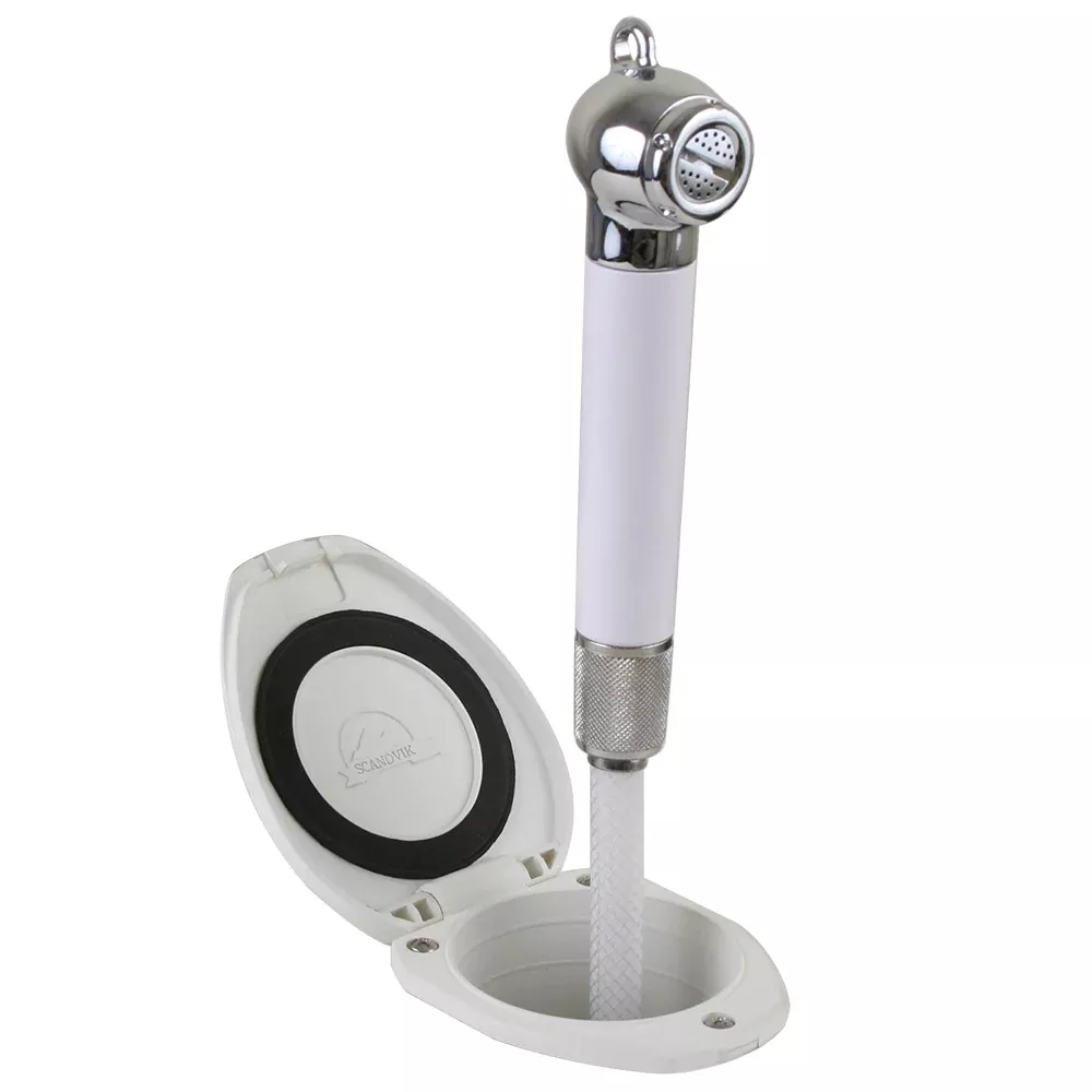 Scandvik Recessed Shower w/6' White Hose - Push-Button - 12106P