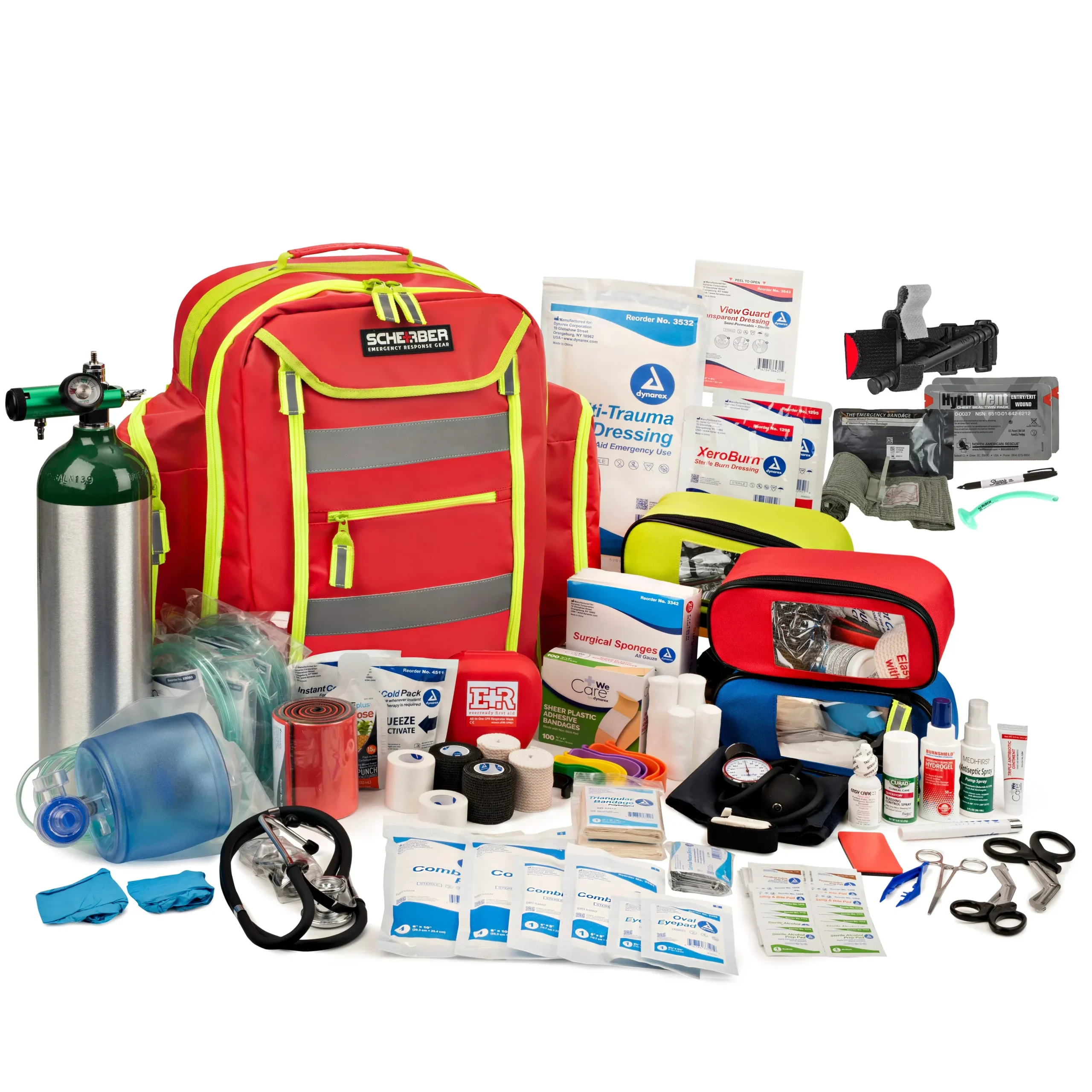 Scherber Ultimate First Responder Trauma O2 Backpack W/Bleeding Control – Fully Stocked