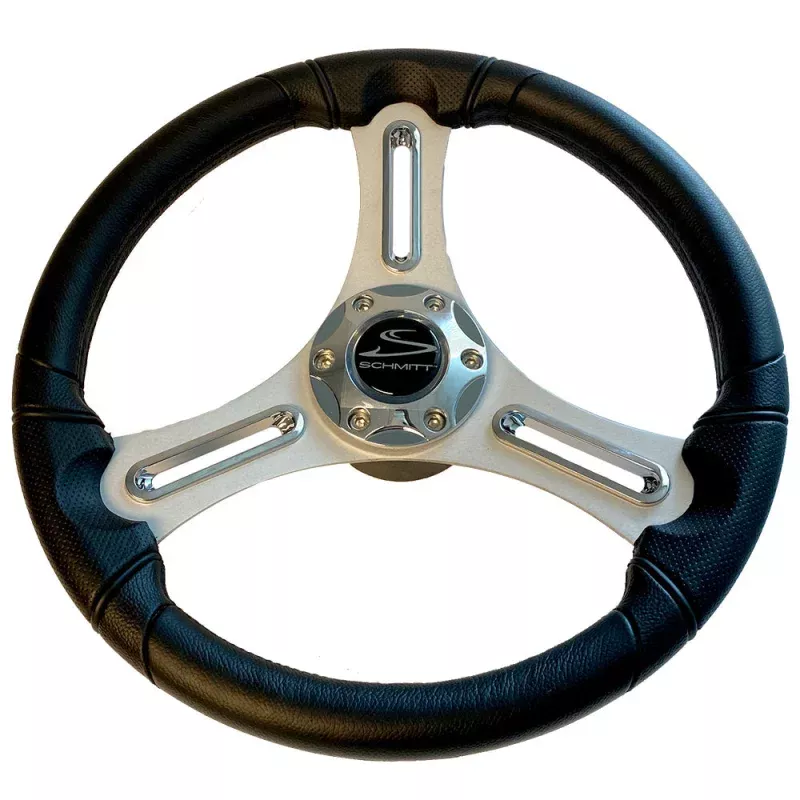 Schmitt Marine Torcello 14 Wheel – 03 Series – Polyurethane Wheel w/Chrome TrimCap – Brushed Spokes – 3/4 Tapered Shaft – Retail Packaging