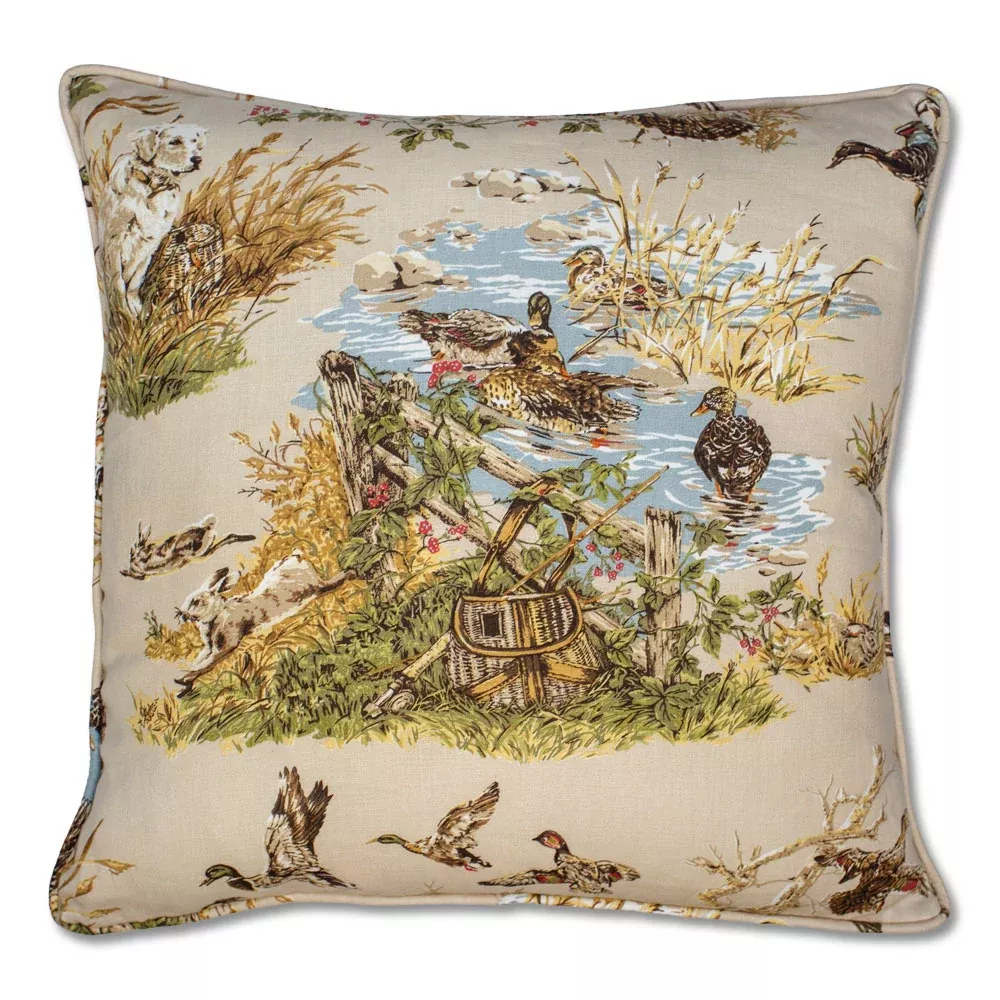 Schumacher Dog and Duck Linen Pillow Covers