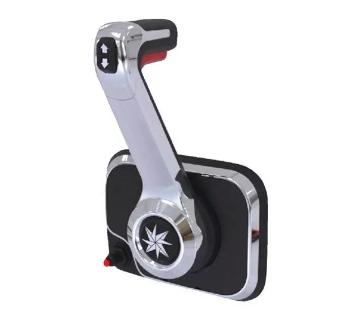 SeaStar Xtreme Side Mount Chrome/Black Side Mount Single Control Station with Engine Cut Off Switch and Trim• CHX8051P