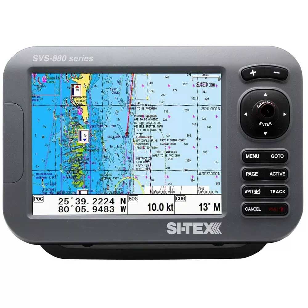 SI-TEX SVS-880C 8″ Chartplotter w/Internal GPS Antenna & Navionics+ Card
