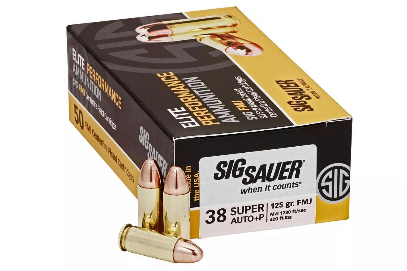 Sig Sauer 38 Super + P 125 gr Elite Ball FMJ 50/Box