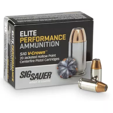 Sig Sauer Elite VCrown 9mm 124 GR JHP 20 Rounds, E9MMA2-20