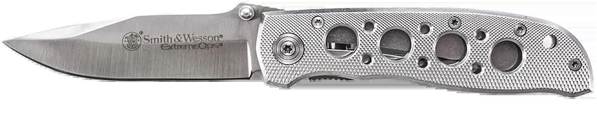 Smith & Wesson Extreme Ops Folding Knife, 3.22 in Drop Point, Aluminum Handle, CK105HCP