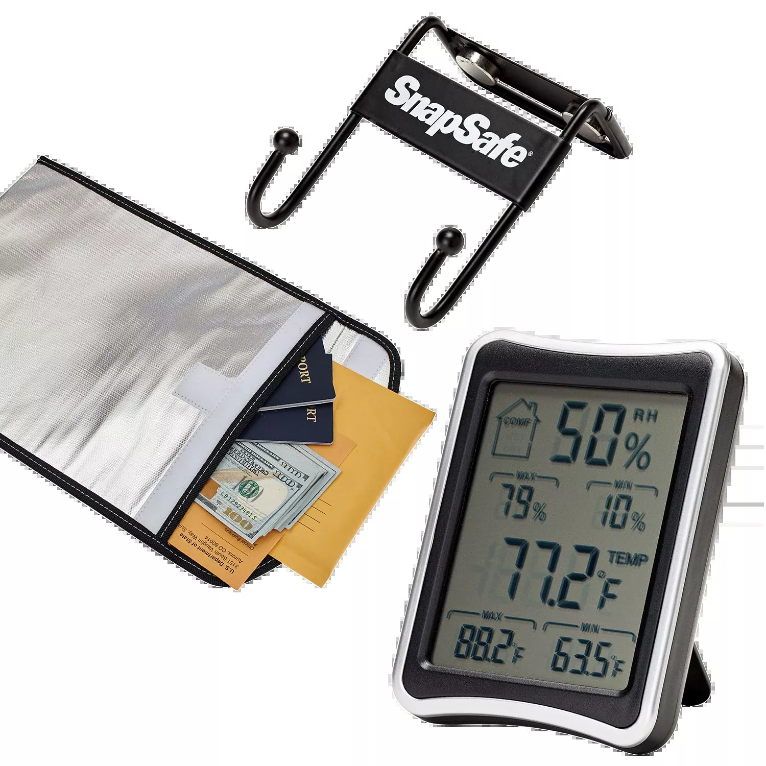SnapSafe Safe Accessory Pack for Gun Safes with Dehumidifier, LED Light, Hygrometer – 75850