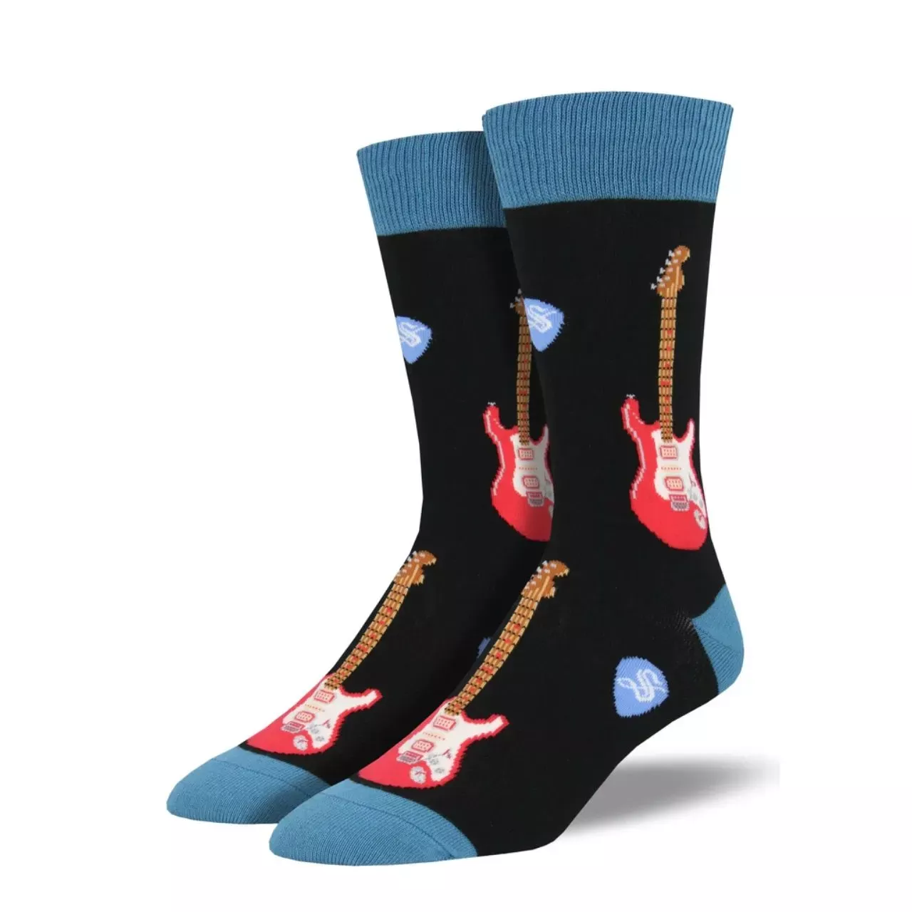 SockSmith Men's "Electric Guitars" Black Socks
