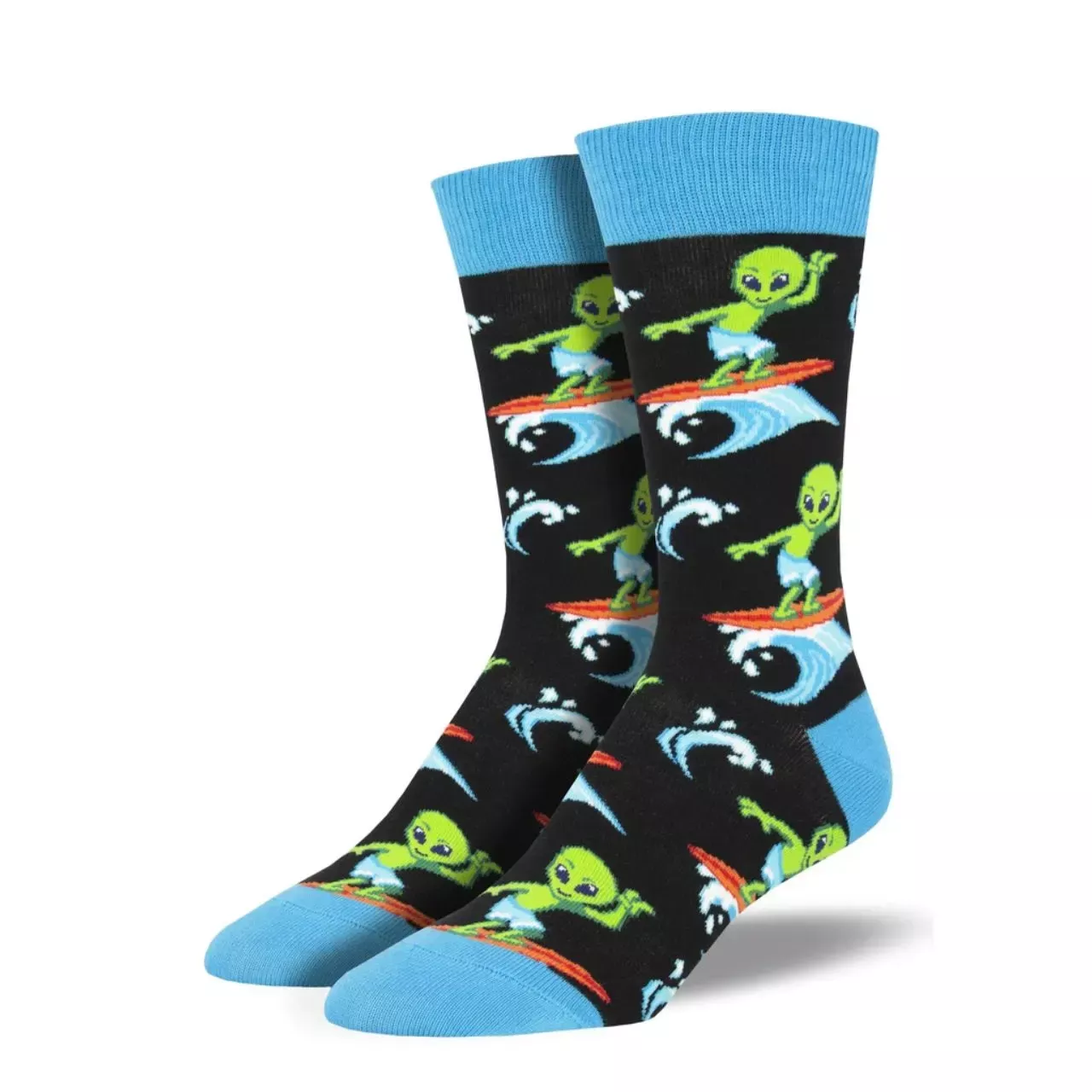 SockSmith Men's "Surfing The Galaxy" Black Socks