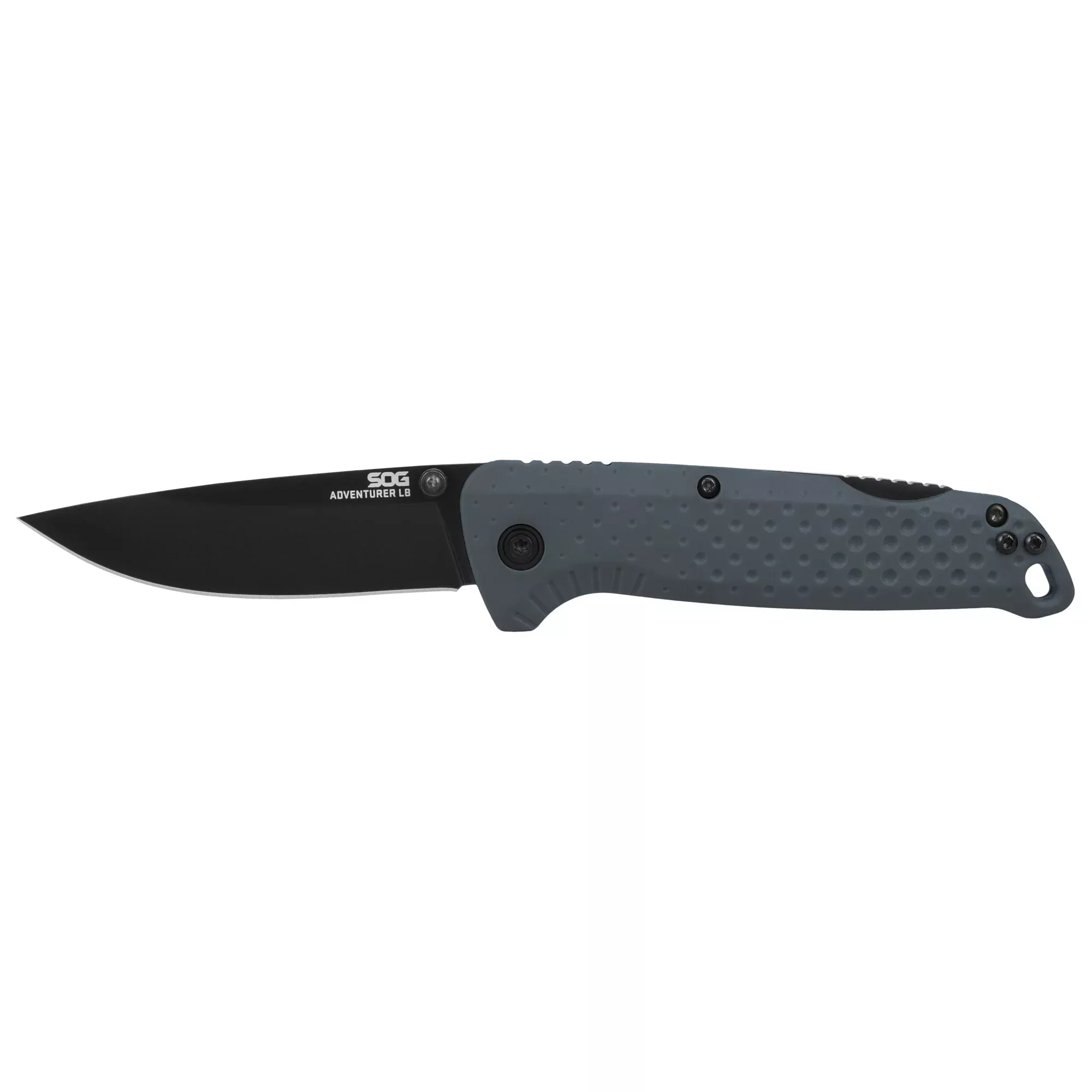 SOG Adventurer Lockback Folding Knife 3.5in Gray/Black, TiNi Coated 5Cr15MoV Blade SOG-13-11-06-43