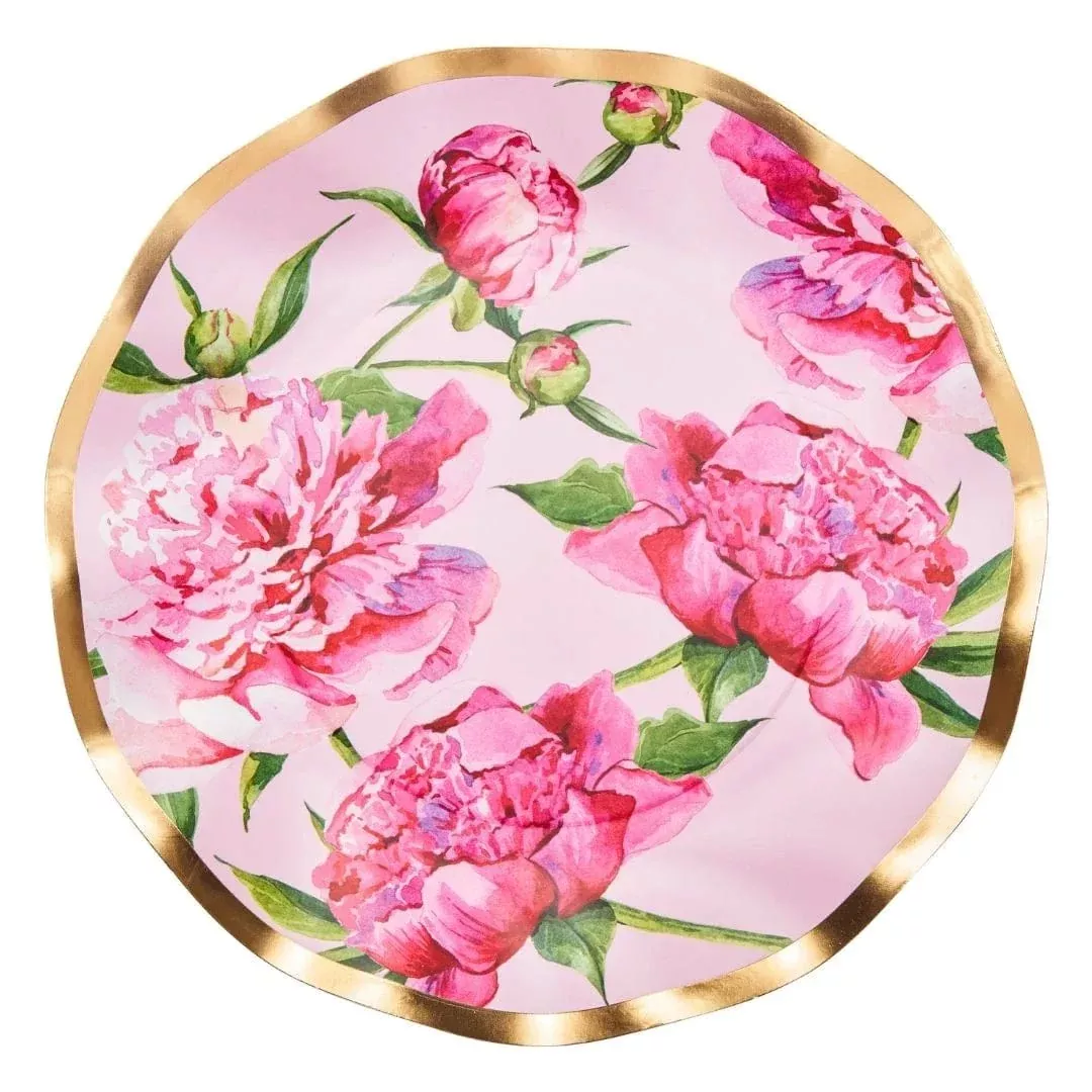 Sophistiplate Pink Peonies Wavy Salad Plates