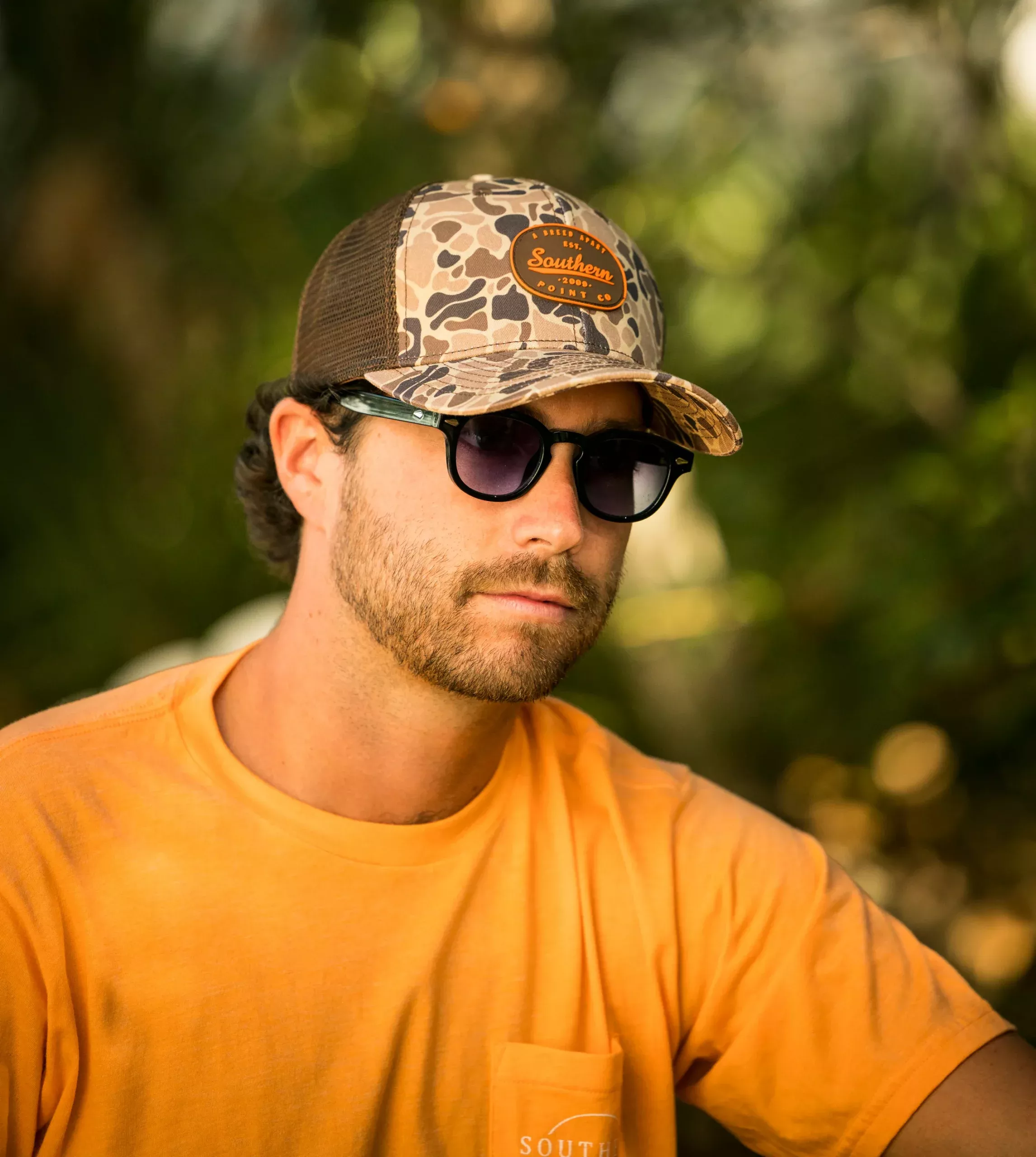 Southern Point Co. Old School Trucker Hat – Camo/Brown #HATAMT-C