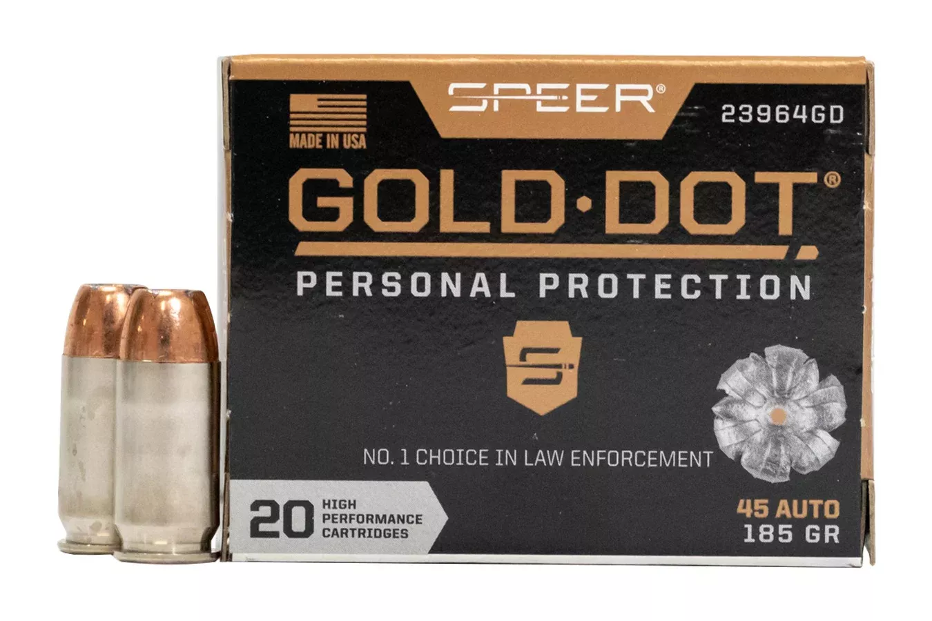 Speer 45 Auto 185 Gr Gold Dot Personal Protection HP 20/Box