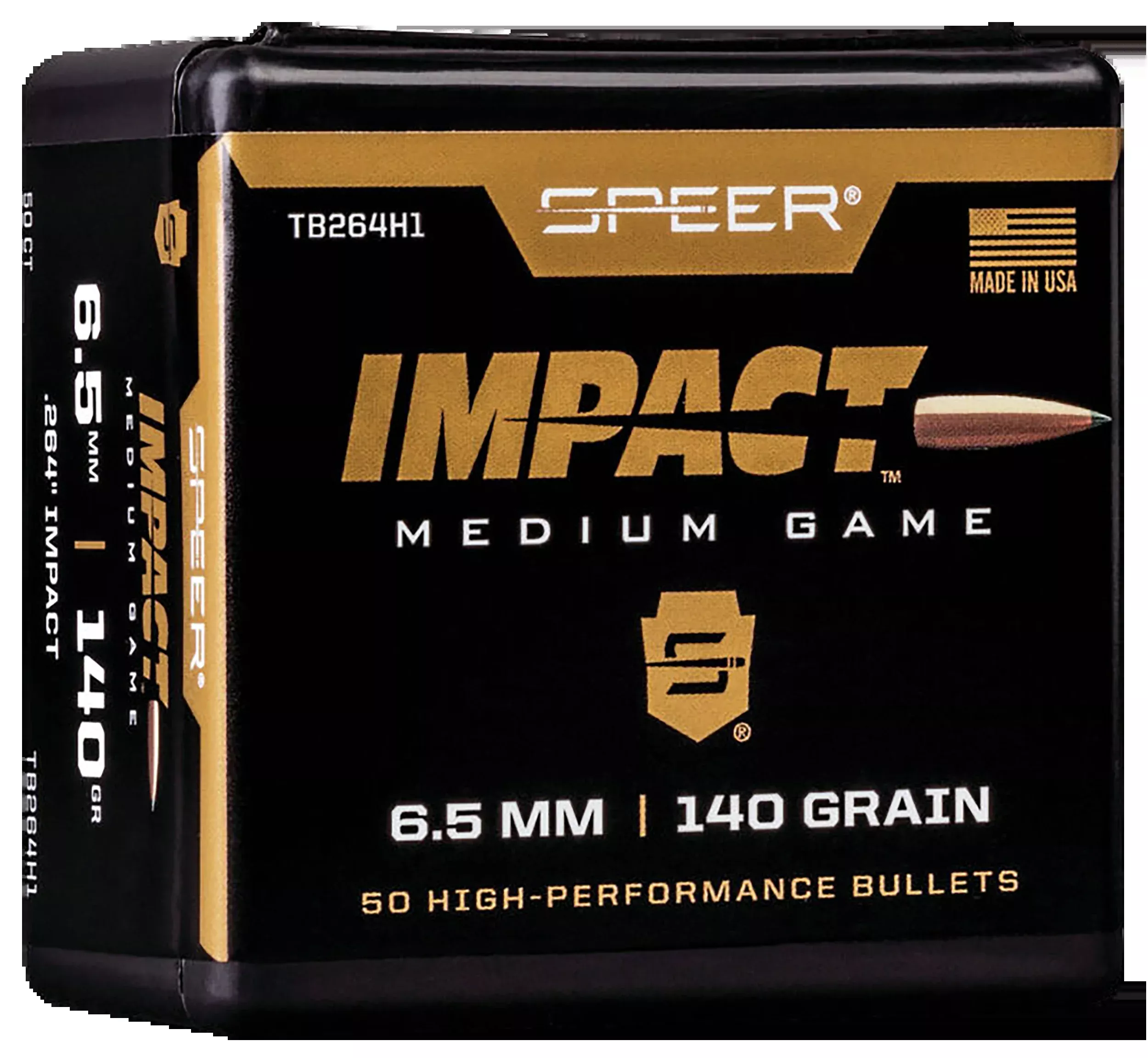 Speer Impact 6.5mm .264 Caliber 140 Grain Slipstream Polymer Tip Rifle Bullet TB264H1 50ct