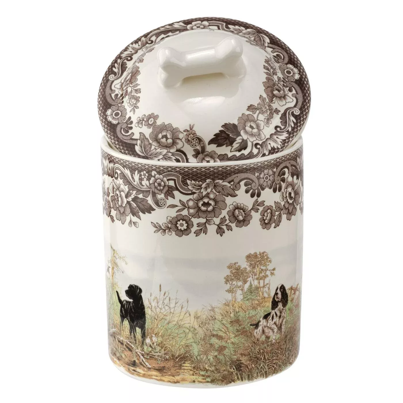 Spode Woodland 7" Treat Jar Assorted Dogs