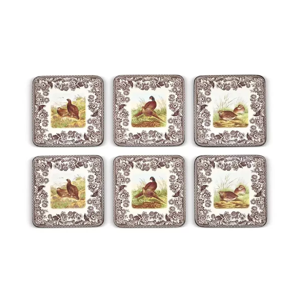 Spode Woodland Gamebird Square Coasters (Set of 6)