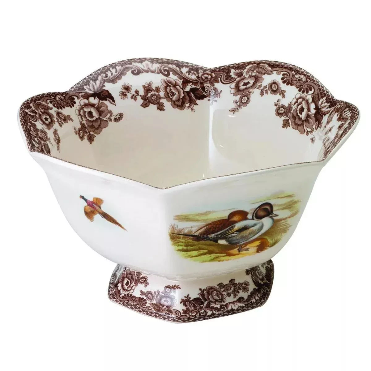 Spode Woodland Hexagonal 8.5" Footed Bowl