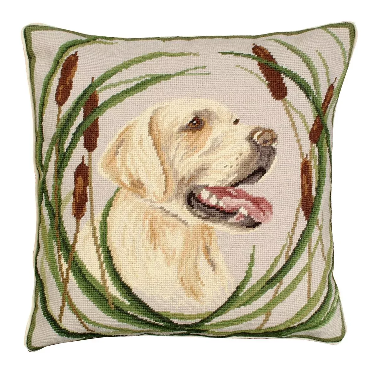 Sporting Yellow Lab Boomer 18" x 18" Needlepoint Pillow