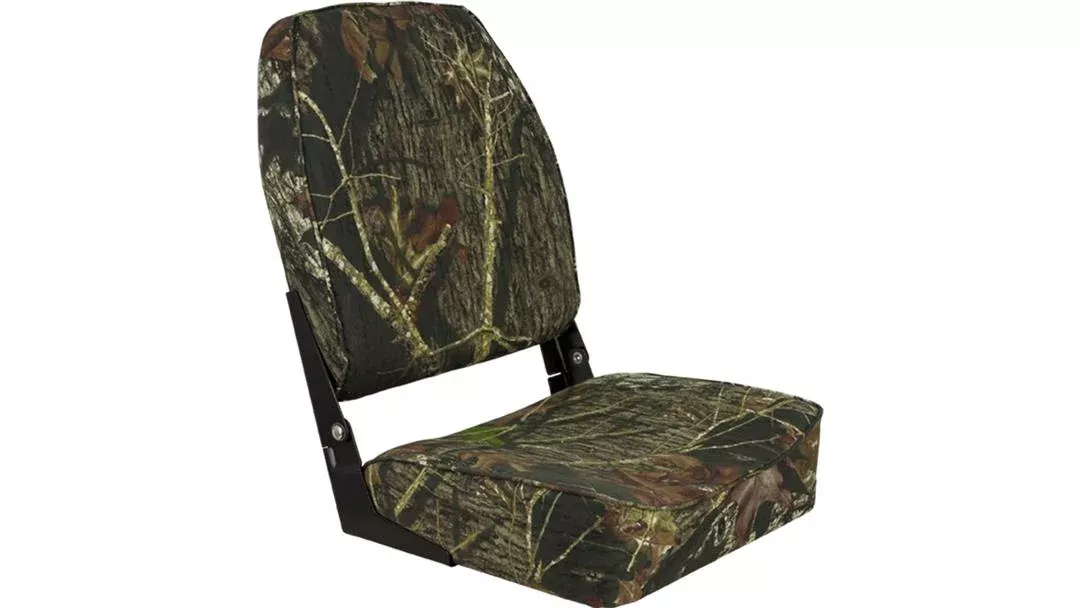 Springfield Marine Fold Down High Back Boat Seat, Mossy Oak Break Up• 1040646