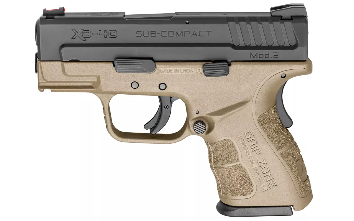 Springfield XD Mod.2 40 S&W Sub Compact Flat Dark Earth (FDE) with GripZone (Compliant)