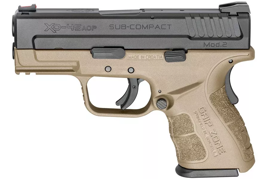 Springfield XD Mod.2 .45 ACP Sub-Compact Flat Dark Earth (FDE) with GripZone (Compliant)