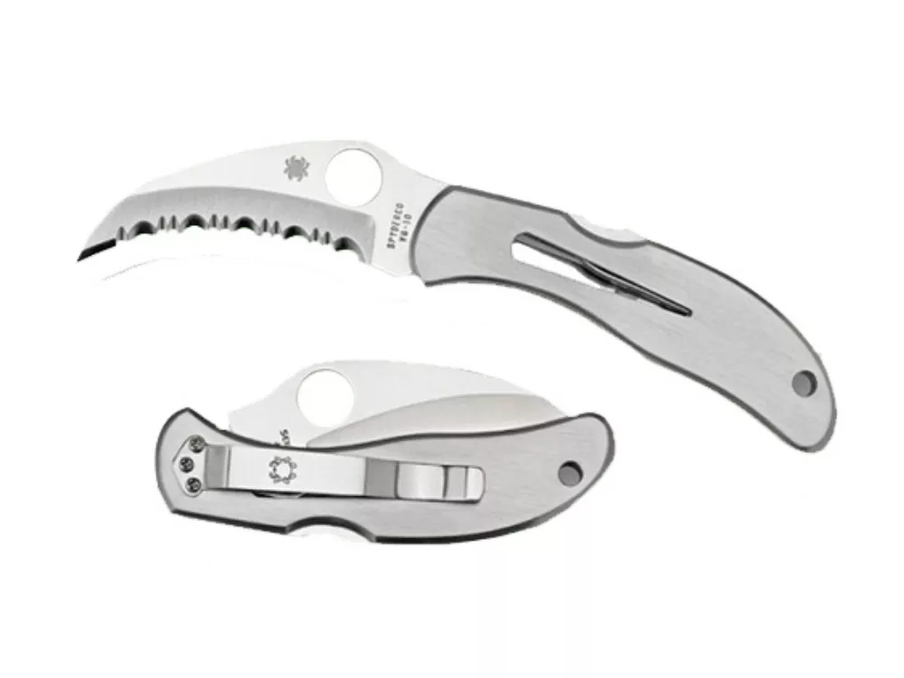 Spyderco 2.75" Hawkbill VG-10 Blade Stainless Steel Handle