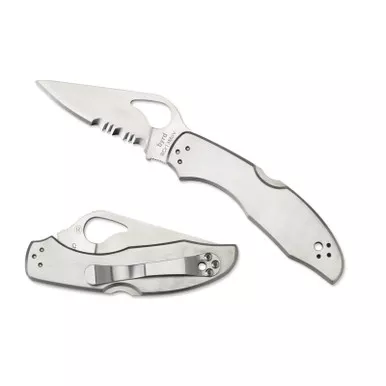 Spyderco BY04PS2 byrd Meadowlark 2 Folding Knife 2.94" 8Cr13MoV Combo Edge Blade, Stainless Handle
