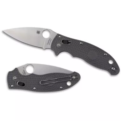 Spyderco C101PGY2 Manix 2 Folding Knife 3.37" Maxamet Plain Edge Blade, Gray Handle